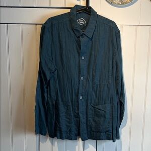 Alex Crane Deep Teal Linen Shirt Jacket